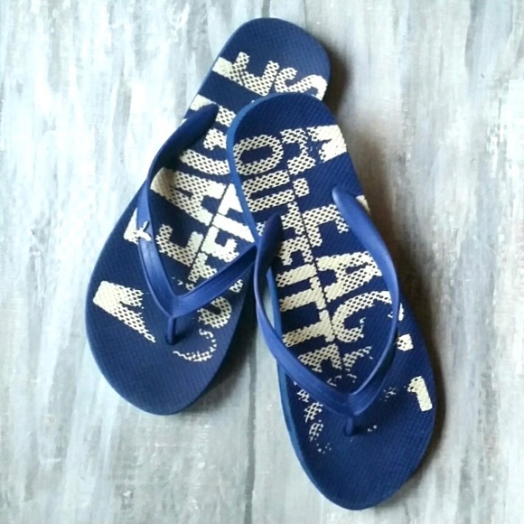 American Eagle Outfitters Blue Icon Logo Flip Flop Rubber Thong Sandal 10/11COPY - Picture 3 of 14